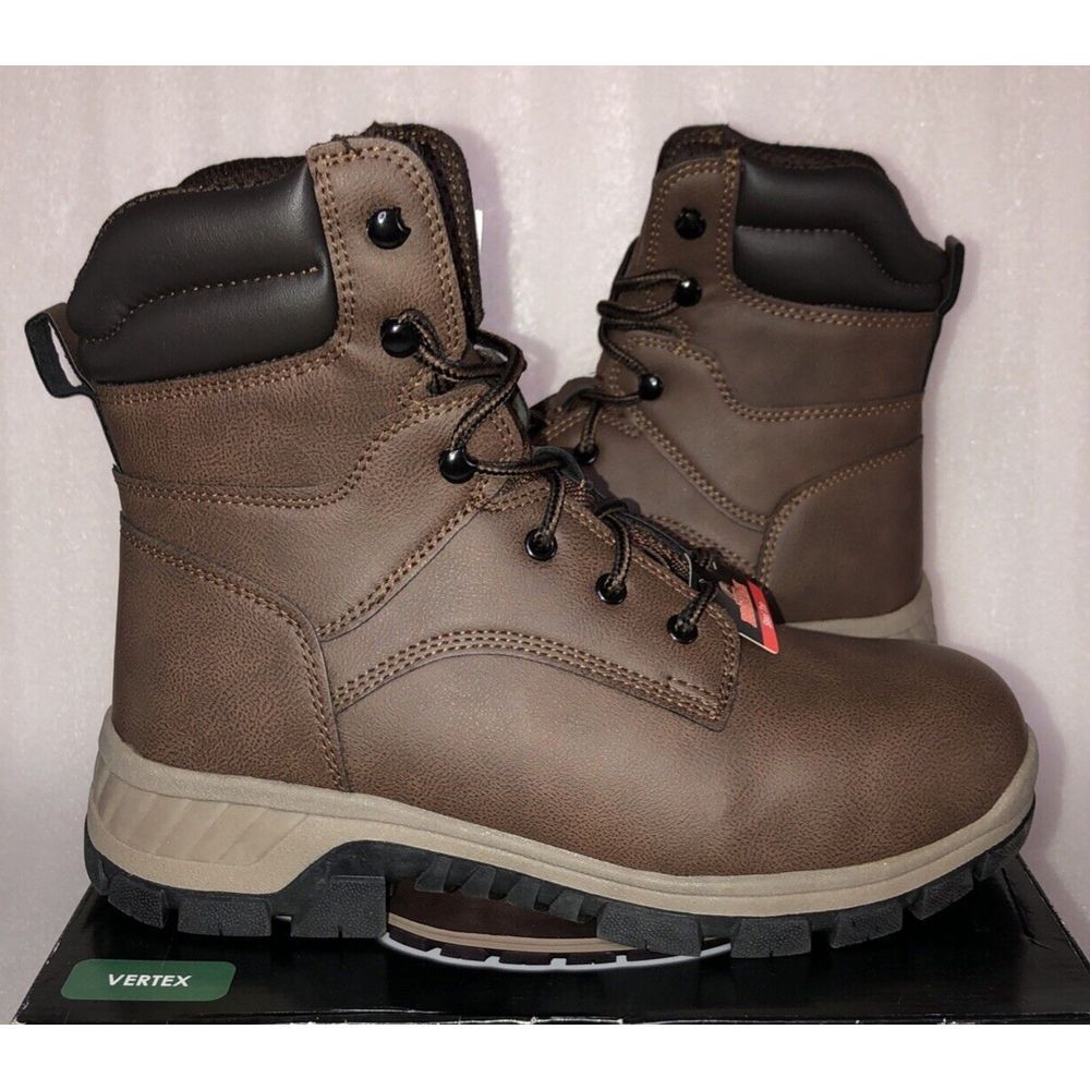 Brahma Vertex Men's 8" Steel Toe Slip and Oil Resistant Brown Work Boots Size‎ 9